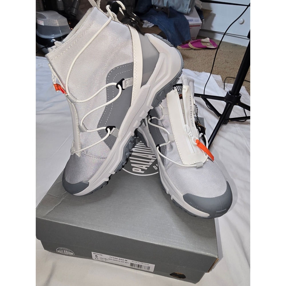 Palladium Off-Grid Hi Zip WP+ Waterproof Boots Glacier Gray Mens 5 W 6.5